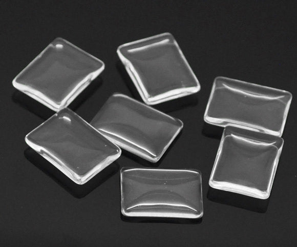 10 Clear RECTANGLE Glass Dome Seals 25x19mm (1" x 3x4") for Cabochons Pendants, Charms, Scrapbooking cab0164