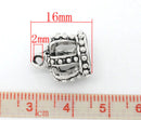 4 Silver Tone Pewter KING'S Crown Charm Pendants 16x14mm  3-D  chs0683