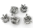 4 Silver Tone Pewter KING'S Crown Charm Pendants 16x14mm  3-D  chs0683