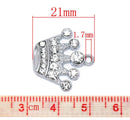 1 Rhinestone Crystal PRINCESS CROWN Charm, Silver Base, Clear Rhinestones  21x20mm chs0057