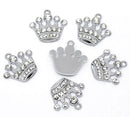 1 Rhinestone Crystal PRINCESS CROWN Charm, Silver Base, Clear Rhinestones  21x20mm chs0057