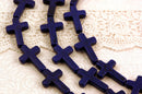 15.5 Inch Strand Stone Cross Beads . ROYAL BLUE . Sideways Cross . 30mm x 20mm HOW0178