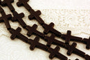 1 Strand Stone Cross Beads . BLACK . Sideways Cross . 30mm x 20mm how0041