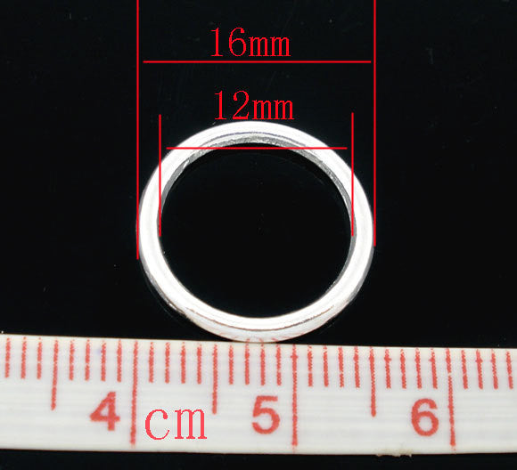 100 PCs bulk package LARGE 16mm Silver Plated Soldered Closed Jump Rings 12 gauge wire Findings  jum0030b