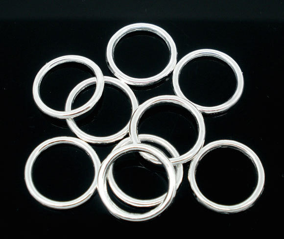 100 PCs bulk package LARGE 16mm Silver Plated Soldered Closed Jump Rings 12 gauge wire Findings  jum0030b