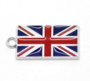 4 Silver Metal Enamel UK FLAG Charms or Pendants, elongated flag che0123