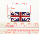 4 Silver Metal Enamel UK FLAG Charms or Pendants, elongated flag che0123