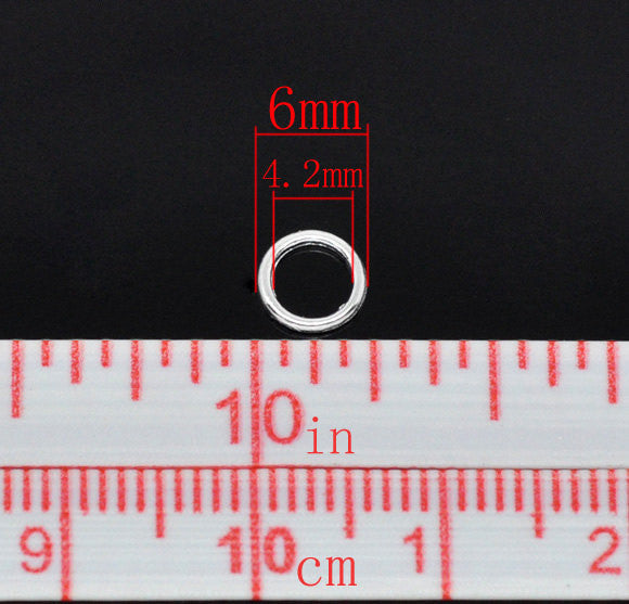 500 PCs Small 6mm Silver Plated Soldered Closed Jump Rings 19 gauge wire Findings  jum0152b