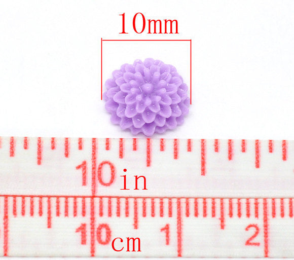 20 Mixed Color Daisy Chrysanthemum Resin Acrylic Flower Cabochons  10mm diameter  cab0153