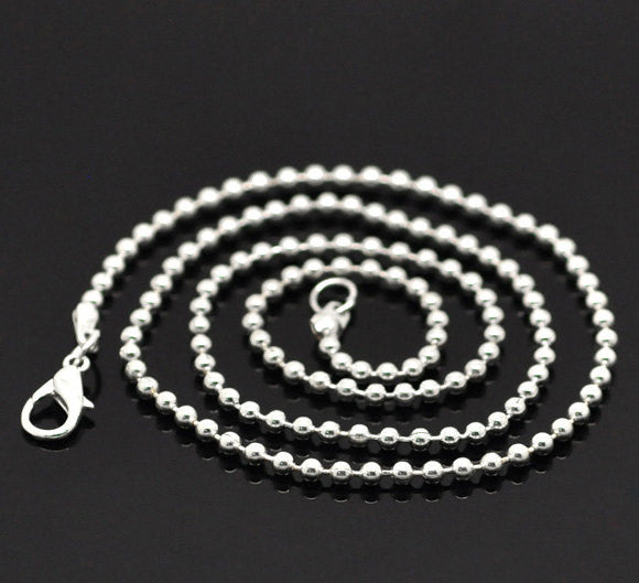 One Dozen (12) Silver Plated BALL CHAIN Necklaces, lobster clasp, 20" long   fch0031