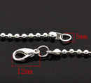 One Dozen (12) Silver Plated BALL CHAIN Necklaces, lobster clasp, 18" long 2.4mm  fch0063b