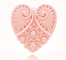 2 Large Resin Heart Medallion Pendants  2" x 1.75" (50x45mm) LIGHT PINK  cab0090