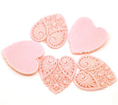 2 Large Resin Heart Medallion Pendants  2" x 1.75" (50x45mm) LIGHT PINK  cab0090