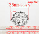 4 Large Silver Tone Metal CIRCLE of LOVE Heart Pendants . chs1154