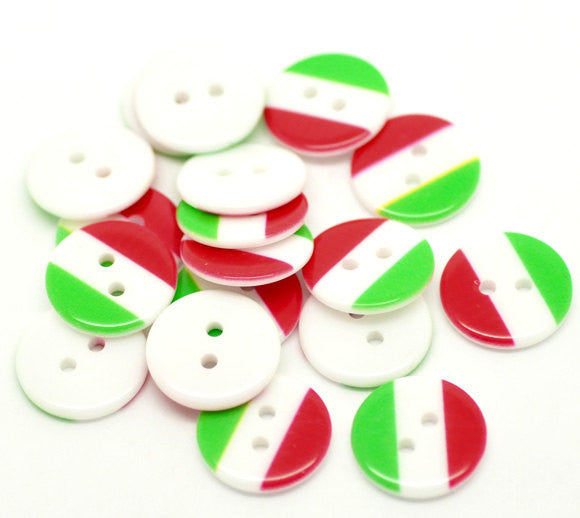 20 Resin Buttons  18mm Italian ITALY FLAG, but0161