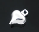 200 Tiny Silver Plated Puffy Heart Charm Tags  8x6mm . bulk package  chs0769b