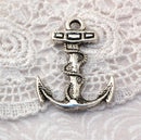 6 - Silver Tone ANCHOR Charms Pendants 32x24mm chs0038