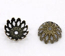 300 BULK Antique Bronze BRASS Filigree Bead Caps Findings 8mm  fits 8-9mm beads fin0112b