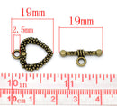 Antique Bronze Metal Toggle Clasps TEXTURED HEART fcl0065