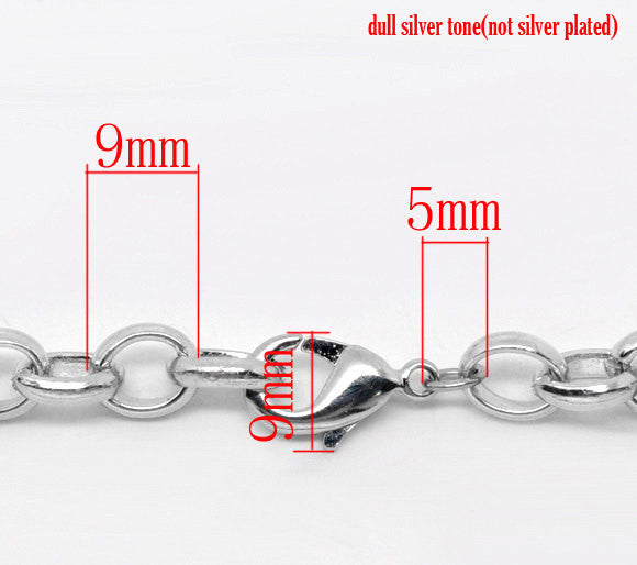 One Dozen (12) Silver Tone Chunky Chain Charm Bracelets  19cm  7.5 inches long bulk package fch0023