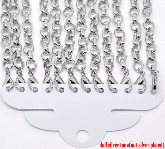 One Dozen (12) Silver Tone Chunky Chain Charm Bracelets  19cm  7.5 inches long bulk package fch0023