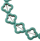 Turquoise Blue Stone SMALL OPEN FLOWERS Gemstone Beads . 1 long strand . approx 20 beads . carved stone . how0027