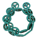 16" Strand Turquoise Blue Stone SMALL PEACE SIGN Gemstone Beads approx 28 beads . carved stone 15mm . How0025
