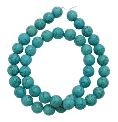 16" Strand Turquoise Blue Howlite Stone 10mm Beads . approx 41 beads how0190