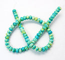 Dyed RONDELLE Gemstone Beads 6x8mm . blue green yellow white turquoise  HOW0125