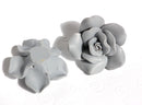 2 Large SILVERY GREY Polymer Clay Rose Beads pol0028