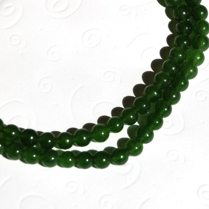 8mm Dark EMERALD GREEN Round Dyed Jade Gemstone Beads . 15.5" strand gjd0015