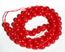 8mm WATERMELON RED Round Dyed Jade Gemstone Beads . 15.5" strand . about 51 beads gjd0024