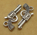 10 Antique Silver Tone SMALL Metal HANDGUN Pendant Charms  22x12mm . Chs0015