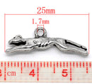 5 Silver Tone Dog Puppy Running GREYHOUND Charm Pendants  chs0791