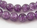 30 Crackle Glass GRAPE PURPLE Solid Color Round Glass Beads . 10mm . always shipped from the usa . bgl0326