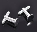 2 pair (4 total) SILVER PLATED CUFFLINKS Cuff Links with 10mm Pad fin0042