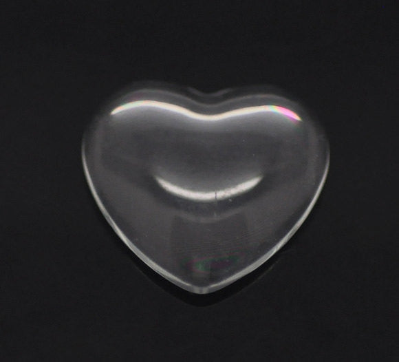 10 Clear Heart Glass Dome Seals 15x14mm (5/8"x1/2") for Cabochons Pendants, Charms, Scrapbooking cab0160a