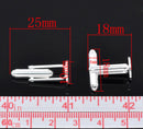 2 pair (4 total) SILVER PLATED CUFFLINKS Cuff Links with 10mm Pad fin0042