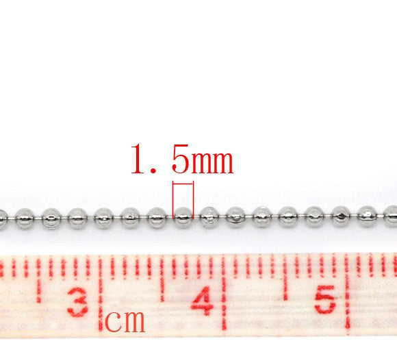 10 meters (over 32 feet) ANTIQUE SILVER Tone Metal Ball Chain 1.5mm  fch0137
