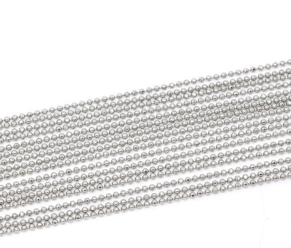 10 meters (over 32 feet) ANTIQUE SILVER Tone Metal Ball Chain 1.5mm  fch0137