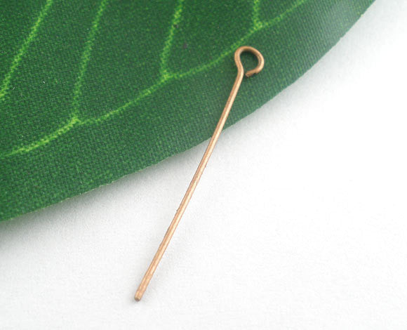 400 Copper Tone Eye Pins Findings 40mm x 0.7mm   21 gauge  pin0066