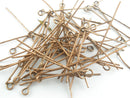 400 Copper Tone Eye Pins Findings 40mm x 0.7mm   21 gauge  pin0066