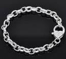5 Bright Silver Plated Metal LINK Charm Bracelets with Heart Lobster Clasp  fch0002b