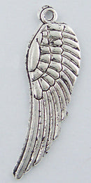 10 Medium Antique Silver Metal ANGEL or BIRD Wing charm pendants . 10x30mm chs0702