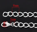 12 Silver Plated Charm Bracelet Chain, Curb Link Chain Charm Bracelets  20cm . 8 inches long  fch0001