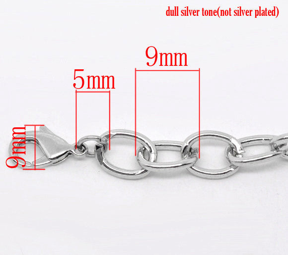 2 Silver Tone Chunky Chain Charm Bracelets  20cm . almost 8 inches long  fch0033a