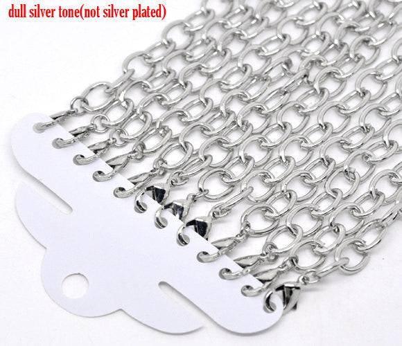 2 Silver Tone Chunky Chain Charm Bracelets  20cm . almost 8 inches long  fch0033a