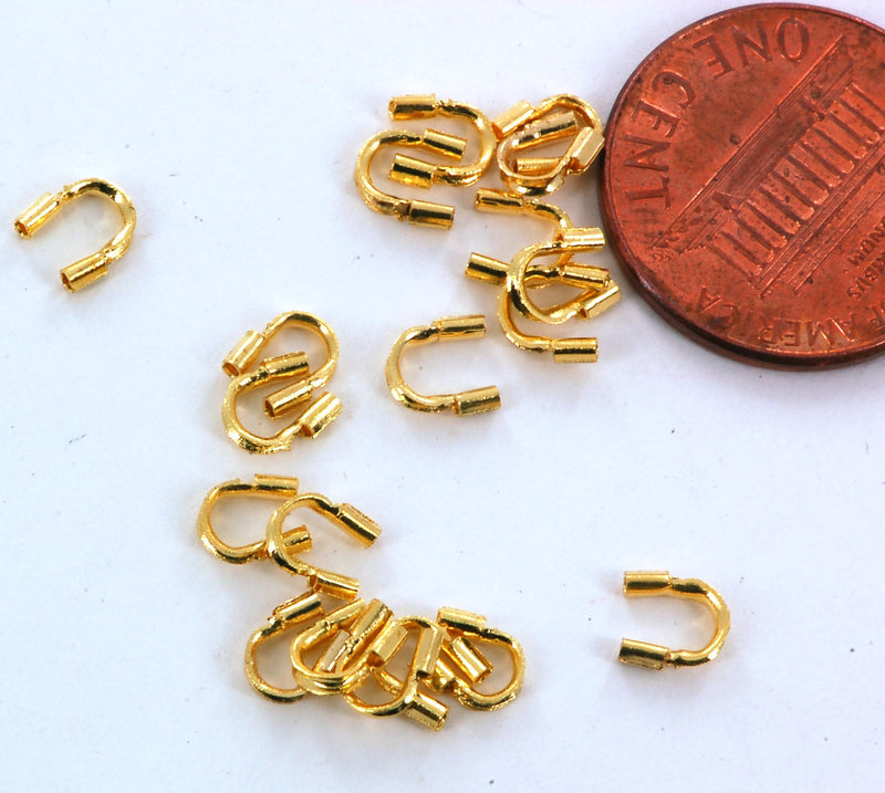 50 pieces 5mm Bright GOLD PLATED Wire Guides, Wire Protectors . Wire Guards  fin0154a