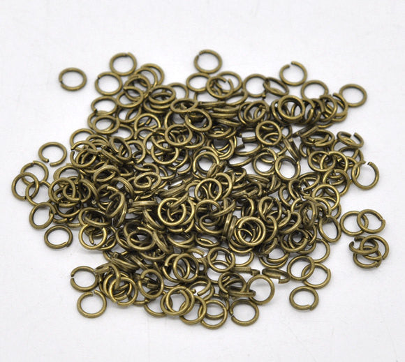 BULK 1000 Antiqued Bronze Gold Brass Open Jump Rings 5mm x 0.7mm, 21 gauge wire  jum0027b