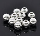 100 Bright Silver Plated Metal ROUND 6mm Smooth Beads bme0086